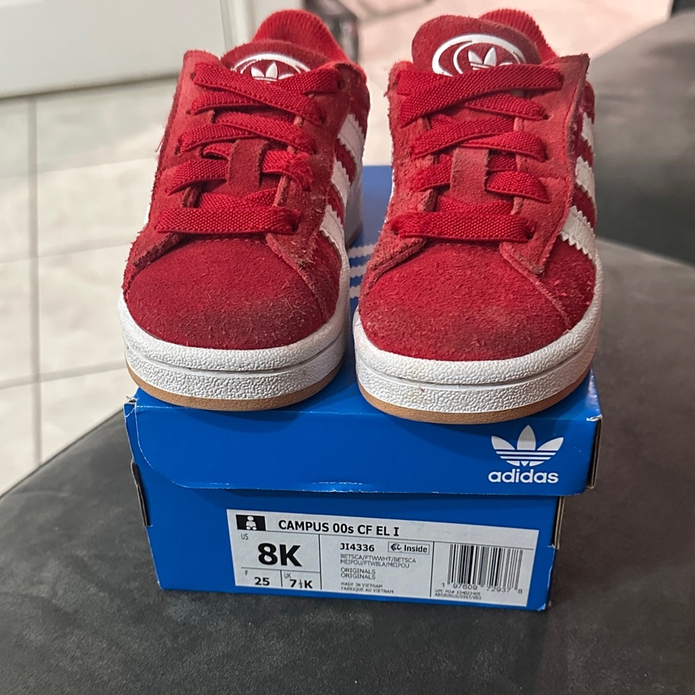 Adidas Kids Red and White Sneakers